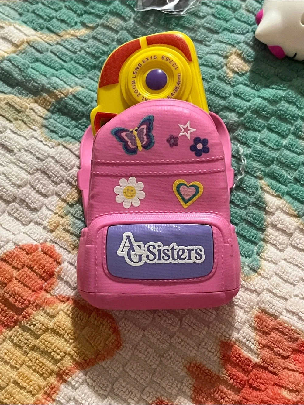 Pink Kids Mini Backpack with Butterfly & Heart Patches